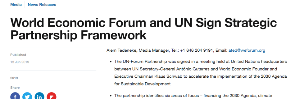 WEF Partners with UN