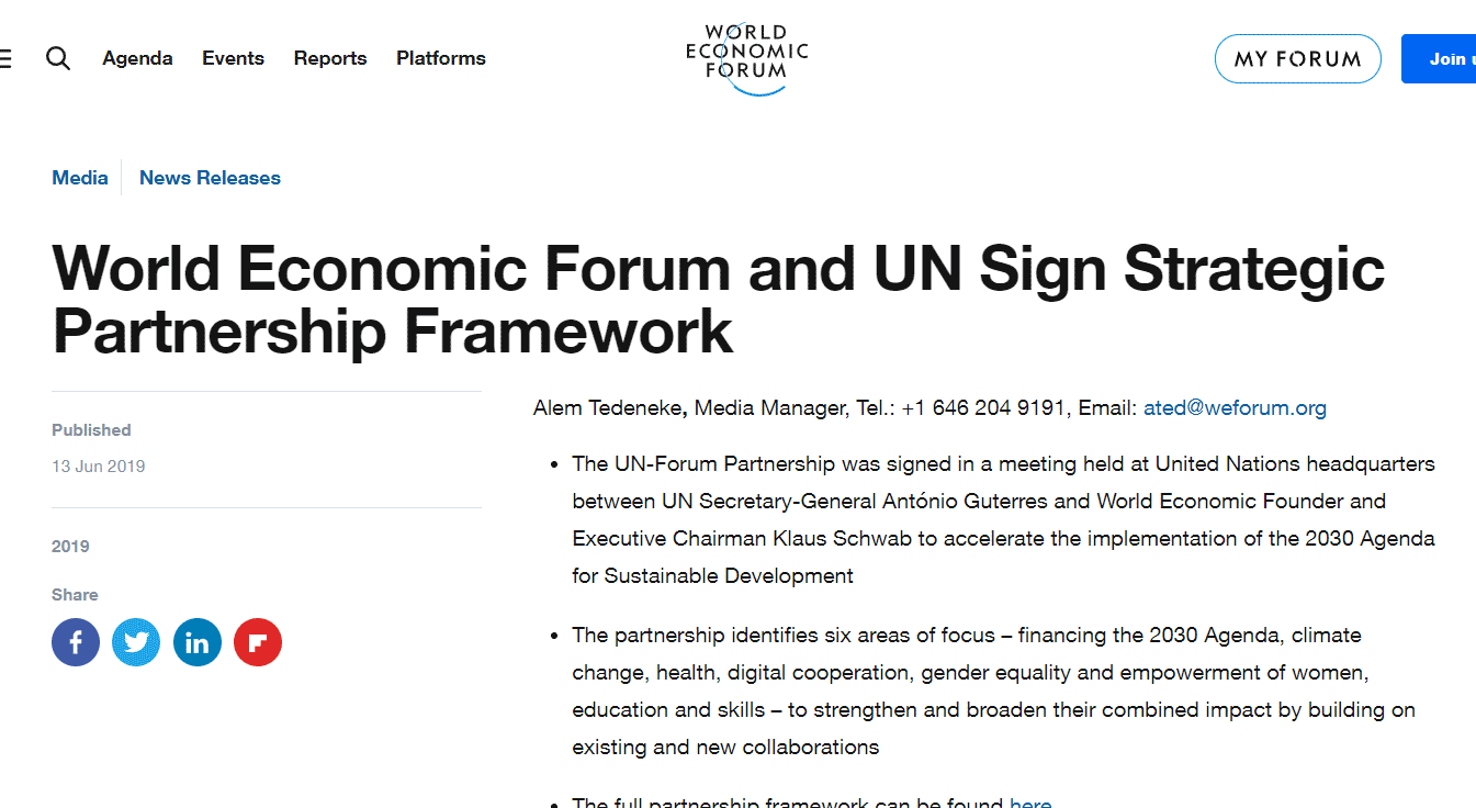 WEF Partners with UN