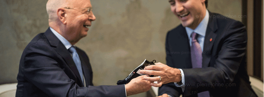 Canadian Prime Minister Justin Trudeau and WEF's Klaus Schwab